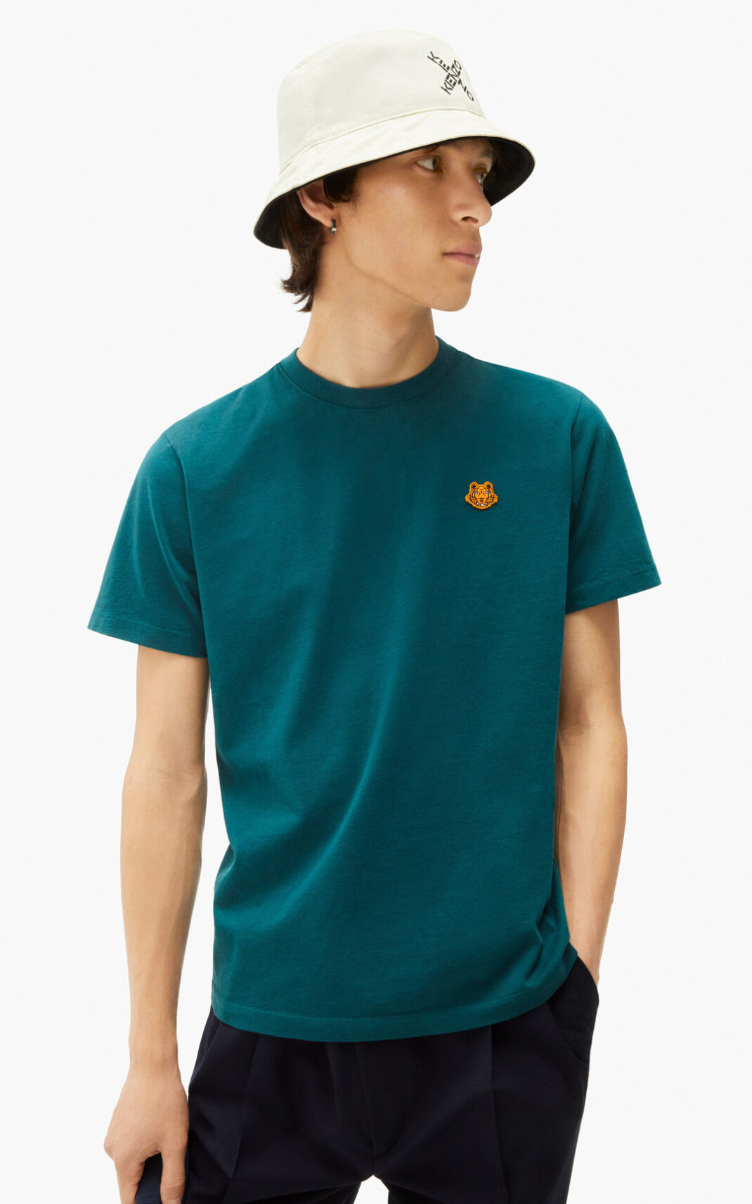 Kenzo Tiger Crest T-shirt Heren Blauw | 40293QSRA